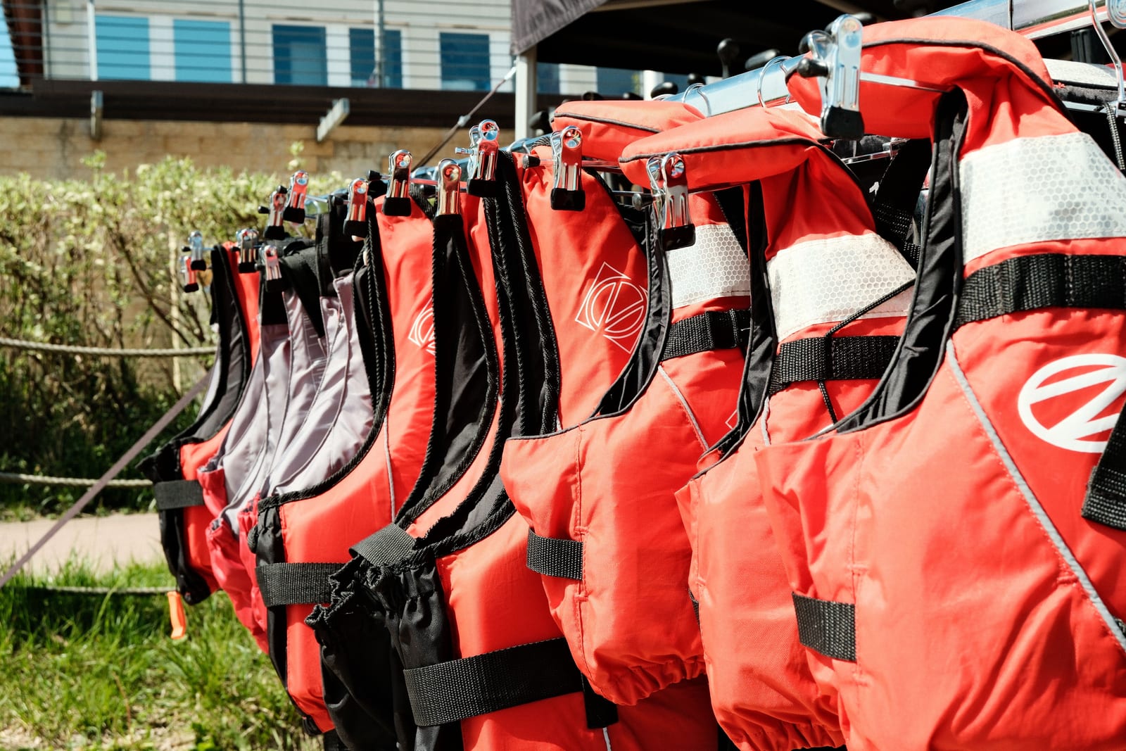 Life jackets stowed on a tour boat.